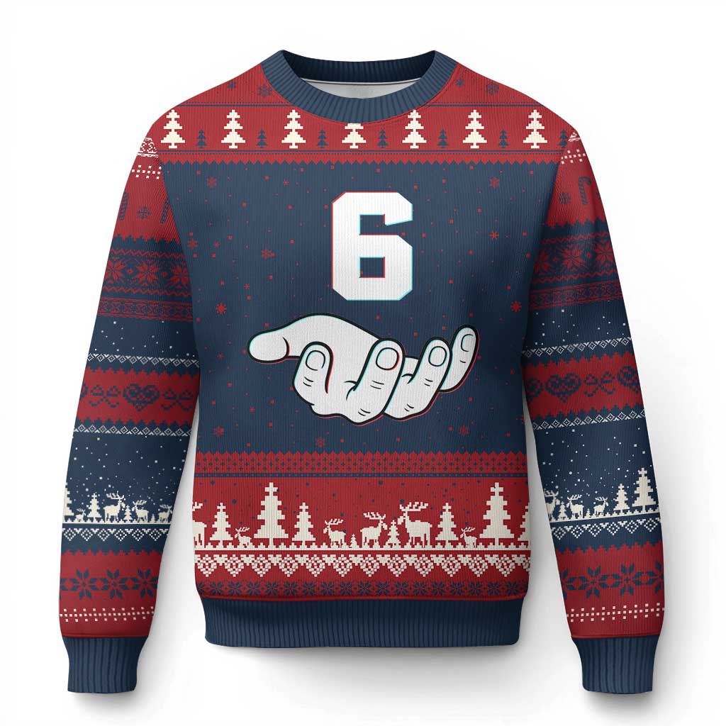 Number 6 Ugly Christmas Sweater Matching 67 Meme Costume 6th Birthday 6 Years TS10 Navy Red Print Your Wear