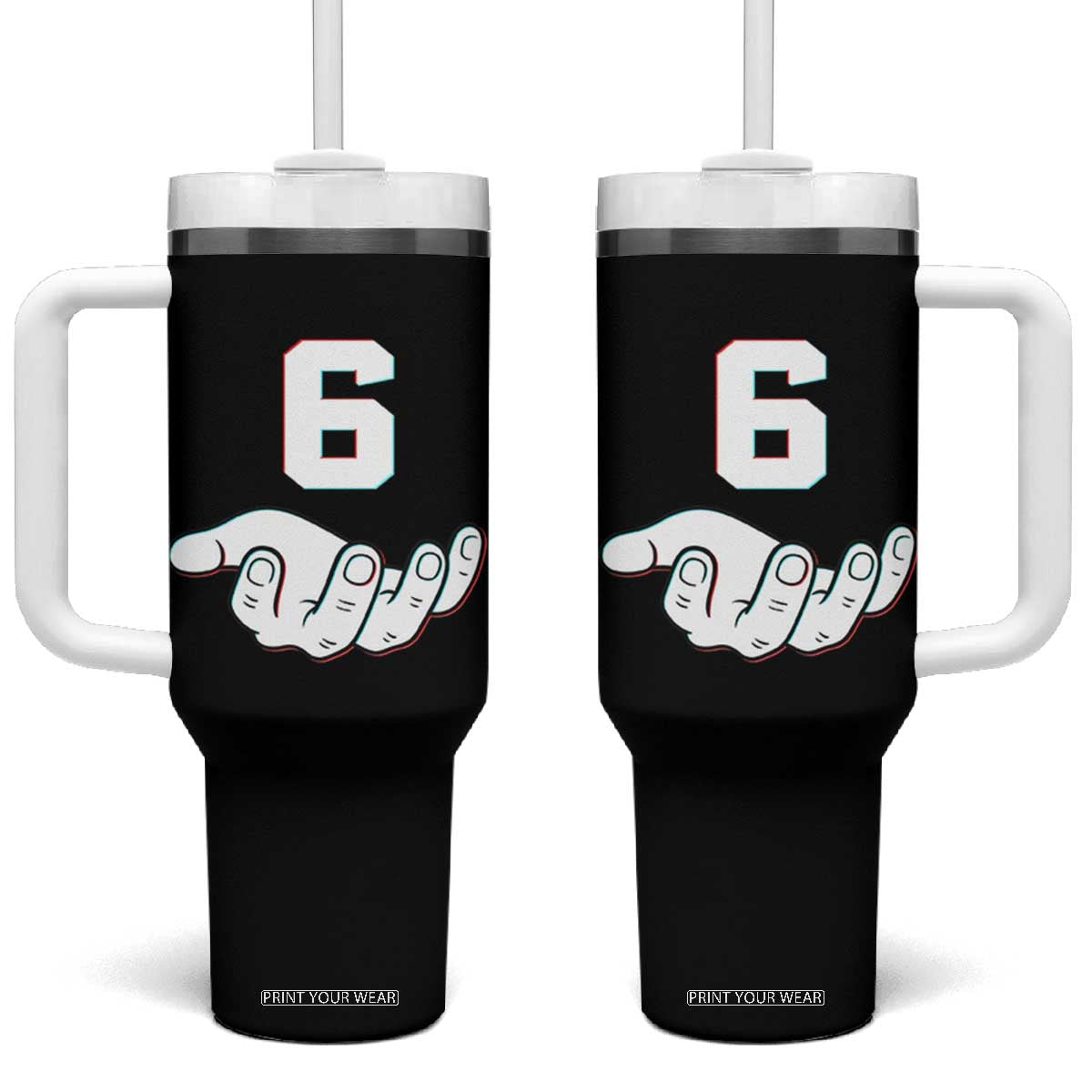 Number 6 Tumbler With Handle Matching 67 Meme Costume 6th Birthday 6 Years TS10 One Size: 40 oz Black Print Your Wear