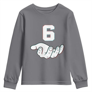 Number 6 Youth Sweatshirt Matching 67 Meme Costume 6th Birthday 6 Years TS10 Charcoal Print Your Wear