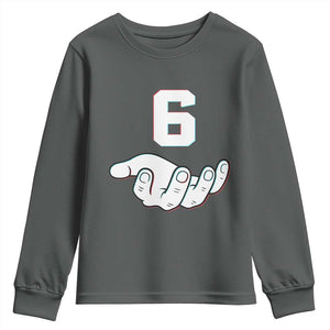 Number 6 Youth Sweatshirt Matching 67 Meme Costume 6th Birthday 6 Years TS10 Dark Heather Print Your Wear