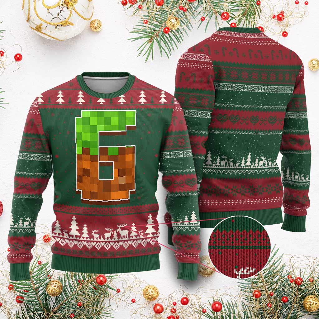 Number 6 Ugly Christmas Sweater Game Matching 67 Meme Costume 6th Birthday 6 Years TS10 Red Green Print Your Wear