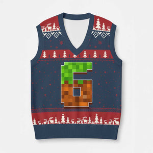 Number 6 V-Neck Knit Sweater Vest Game Matching 67 Meme Costume 6th Birthday 6 Years TS10 Navy Red Print Your Wear