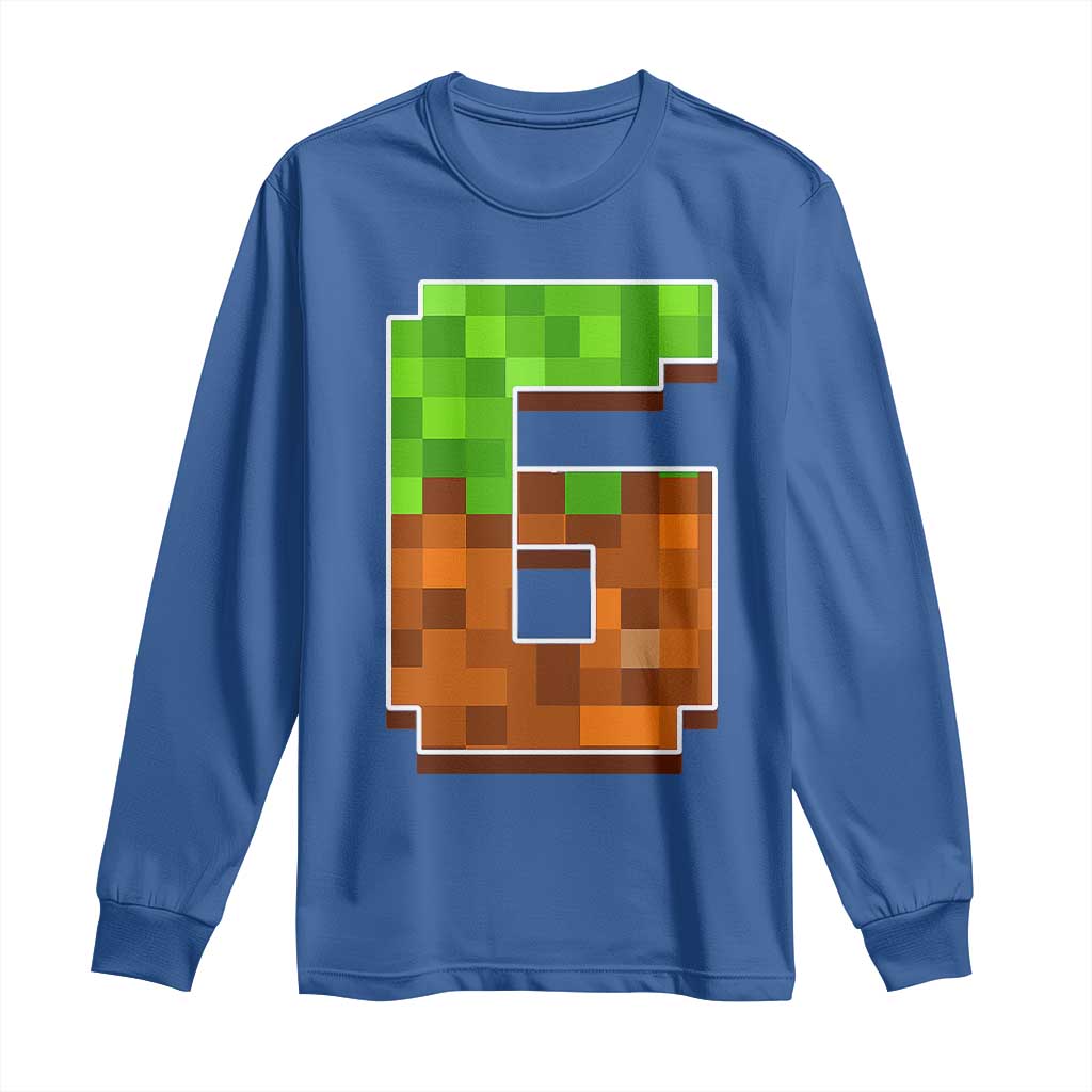 Number 6 Long Sleeve Shirt Game Matching 67 Meme Costume 6th Birthday 6 Years TS10 Royal Blue Print Your Wear