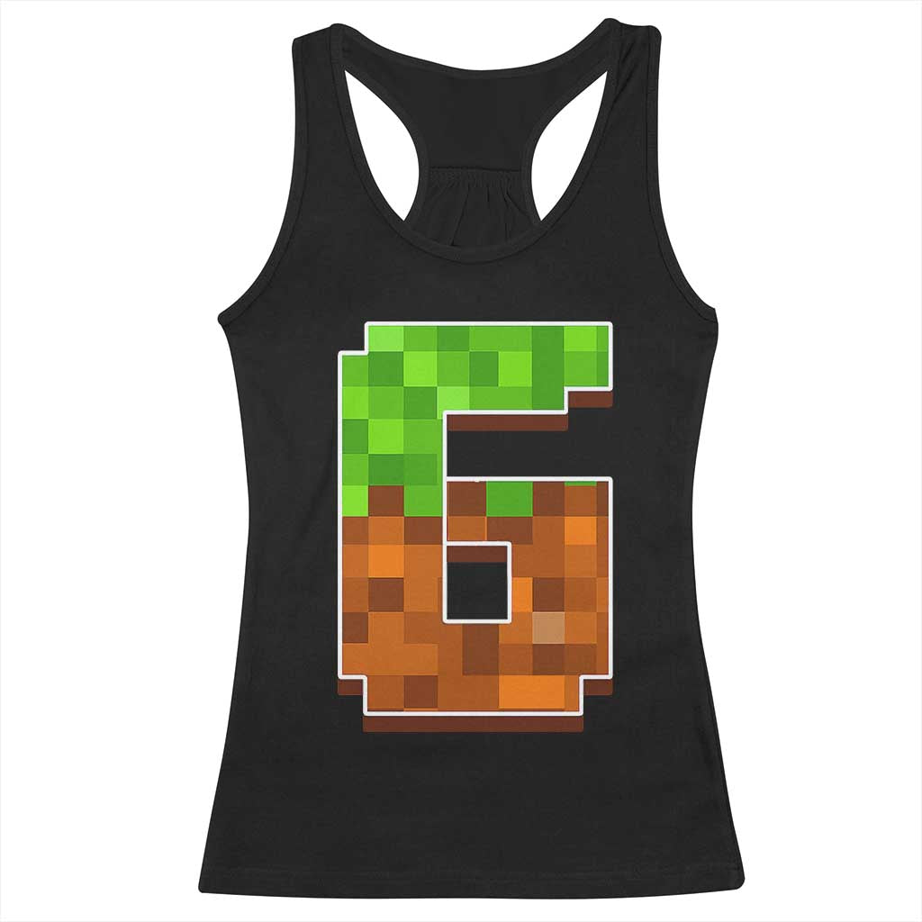 Number 6 Racerback Tank Top Game Matching 67 Meme Costume 6th Birthday 6 Years TS10 Black Print Your Wear