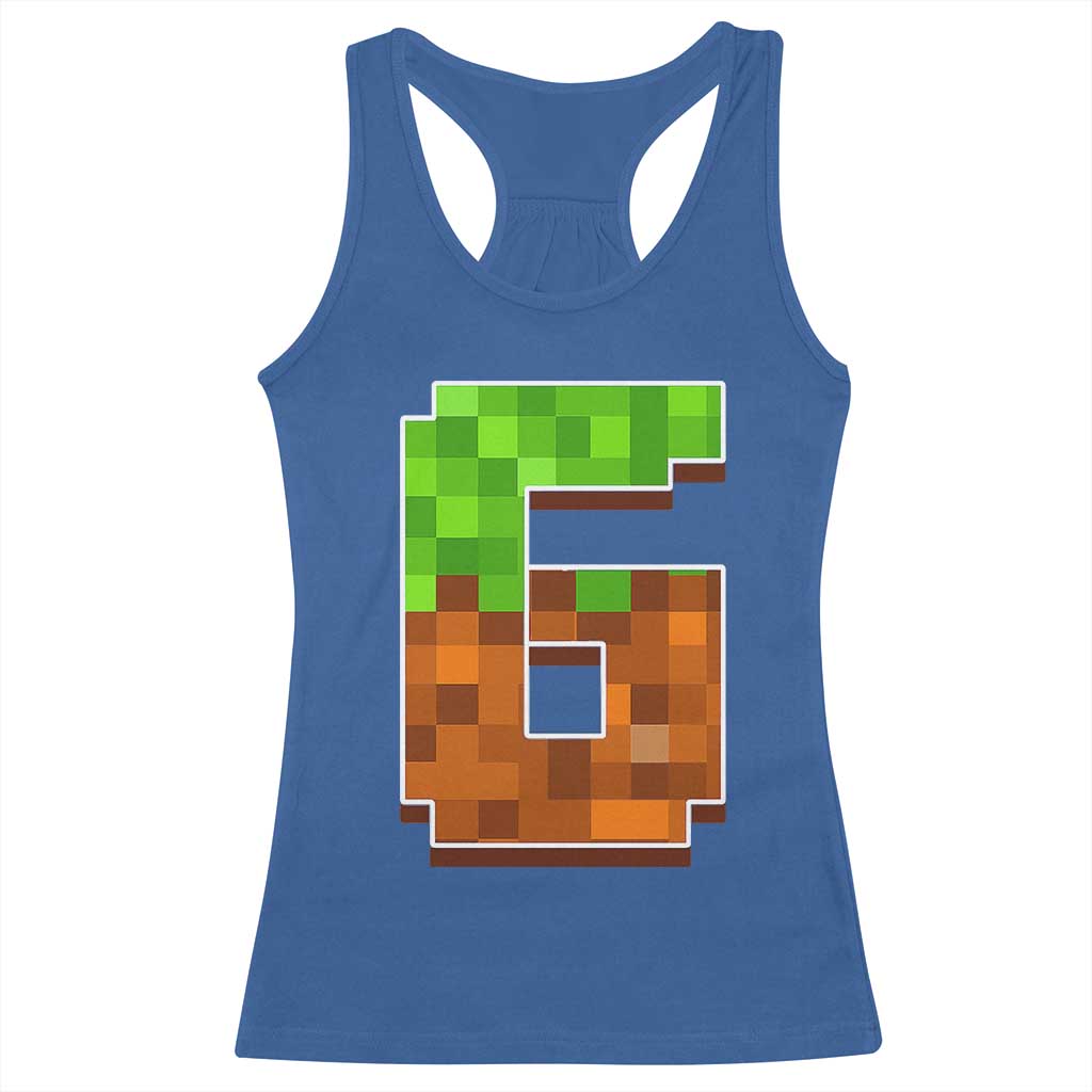 Number 6 Racerback Tank Top Game Matching 67 Meme Costume 6th Birthday 6 Years TS10 Royal Blue Print Your Wear