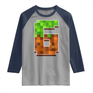 Number 6 Raglan Shirt Game Matching 67 Meme Costume 6th Birthday 6 Years TS10 Sport Gray Navy Print Your Wear