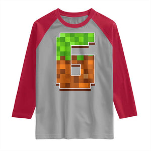 Number 6 Raglan Shirt Game Matching 67 Meme Costume 6th Birthday 6 Years TS10 Sport Gray Red Print Your Wear