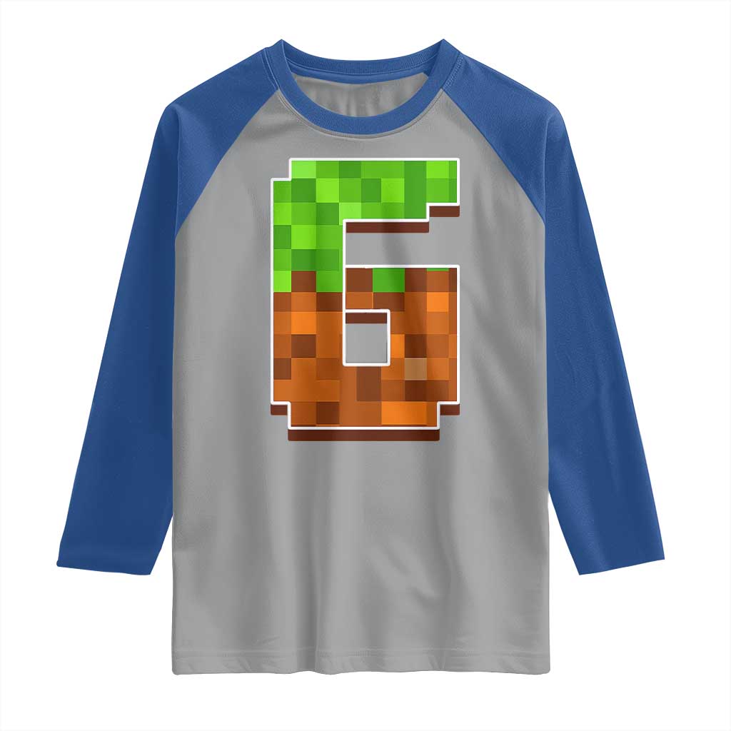 Number 6 Raglan Shirt Game Matching 67 Meme Costume 6th Birthday 6 Years TS10 Sport Gray Royal Print Your Wear