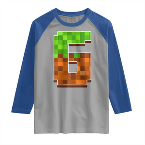 Number 6 Raglan Shirt Game Matching 67 Meme Costume 6th Birthday 6 Years TS10 Sport Gray Royal Print Your Wear