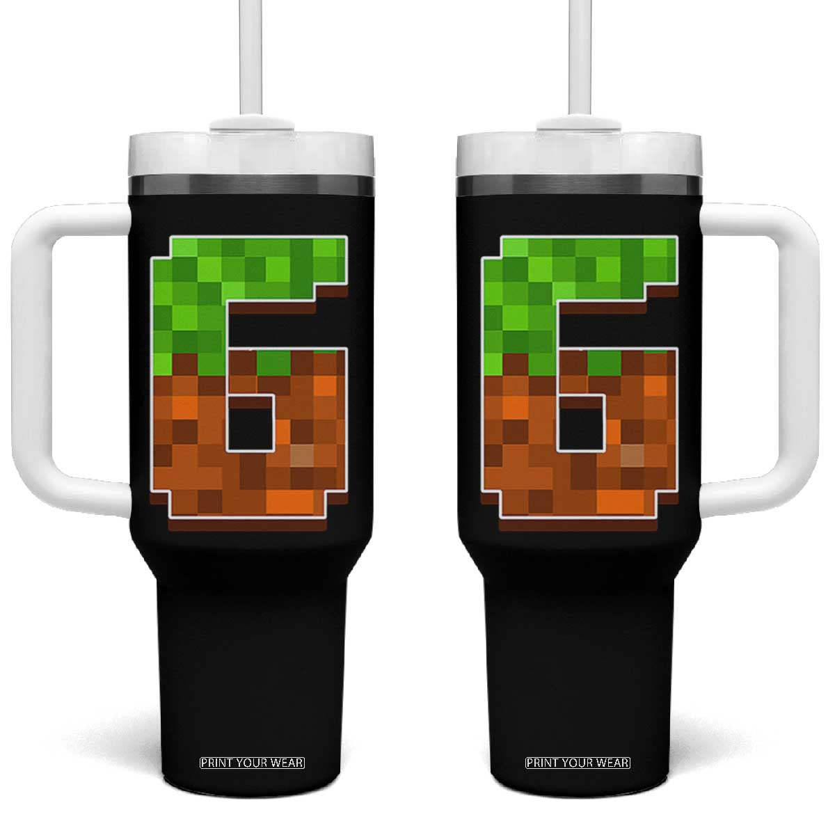 Number 6 Tumbler With Handle Game Matching 67 Meme Costume 6th Birthday 6 Years TS10 One Size: 40 oz Black Print Your Wear