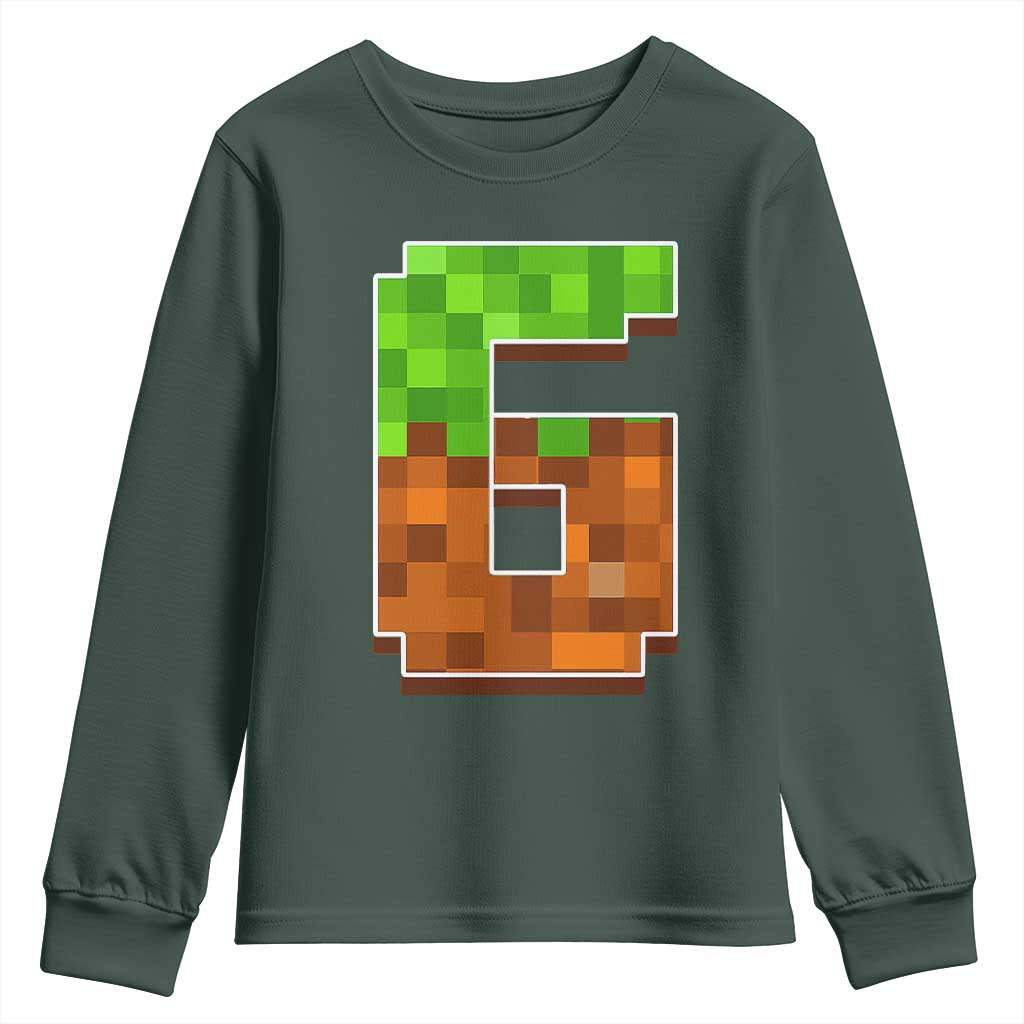 Number 6 Youth Sweatshirt Game Matching 67 Meme Costume 6th Birthday 6 Years TS10 Dark Forest Green Print Your Wear