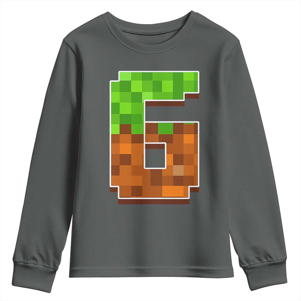 Number 6 Youth Sweatshirt Game Matching 67 Meme Costume 6th Birthday 6 Years TS10 Dark Heather Print Your Wear