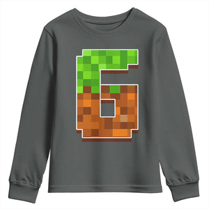 Number 6 Youth Sweatshirt Game Matching 67 Meme Costume 6th Birthday 6 Years TS10 Dark Heather Print Your Wear