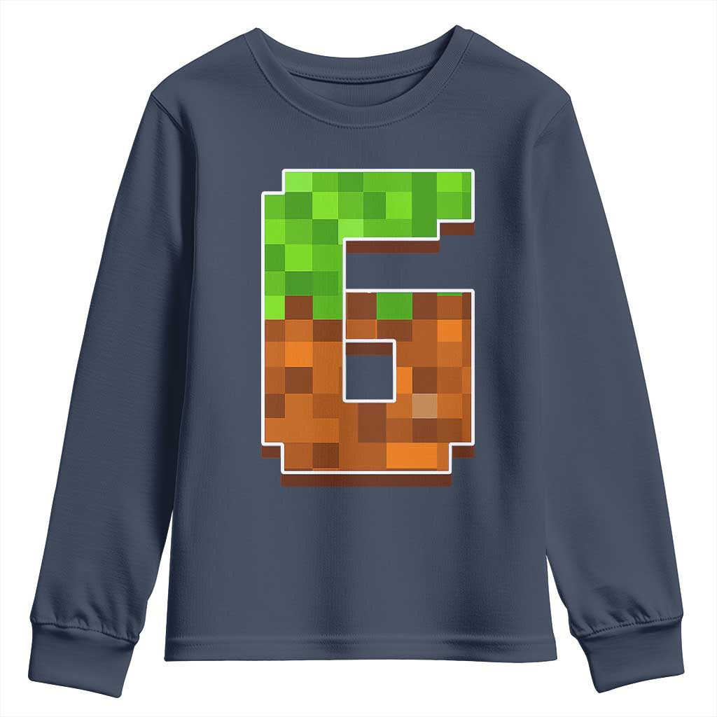 Number 6 Youth Sweatshirt Game Matching 67 Meme Costume 6th Birthday 6 Years TS10 Navy Print Your Wear