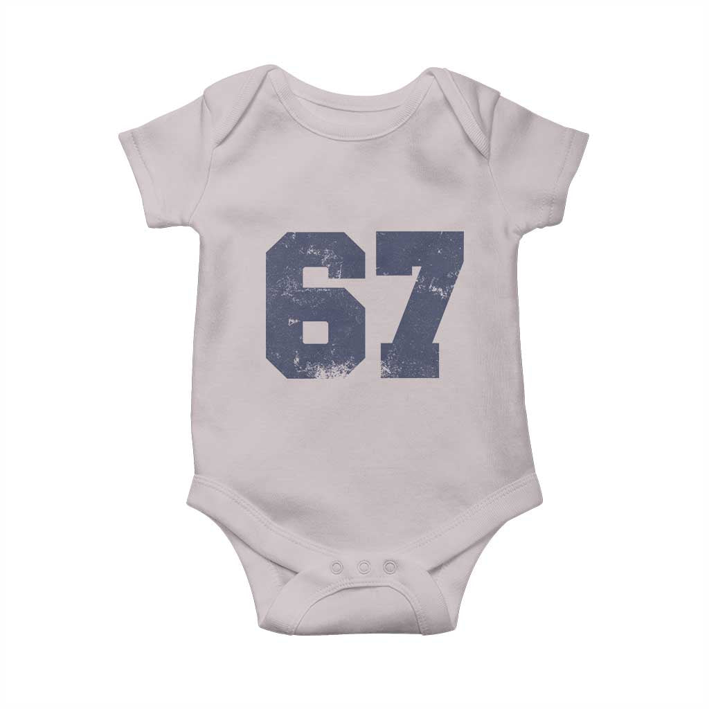 Number 67 Baby Onesie Numbered Uniform Sports Jersey Team 67th Birthday TS10 Ice Gray Print Your Wear