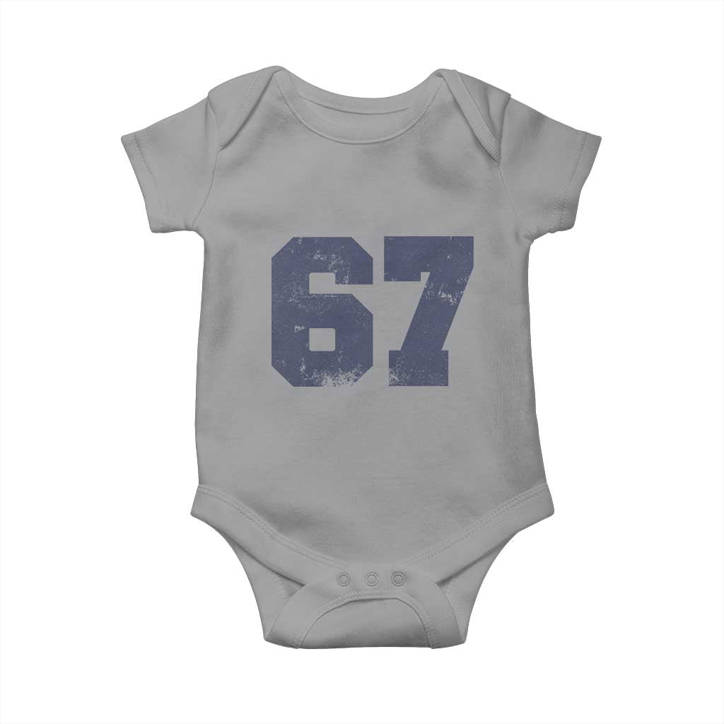 Number 67 Baby Onesie Numbered Uniform Sports Jersey Team 67th Birthday TS10 Sport Gray Print Your Wear