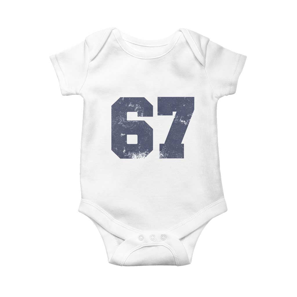 Number 67 Baby Onesie Numbered Uniform Sports Jersey Team 67th Birthday TS10 White Print Your Wear