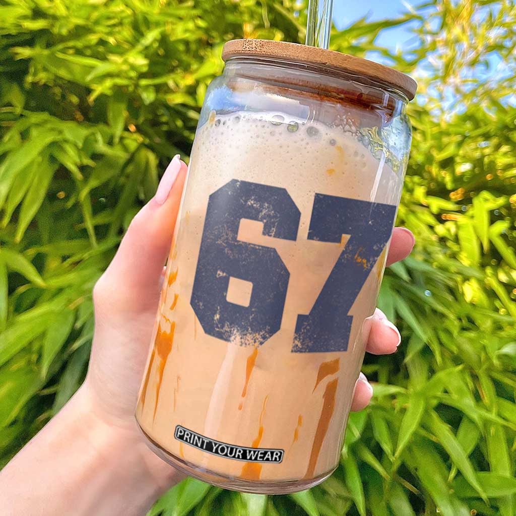 Number 67 Glass Can Numbered Uniform Sports Jersey Team 67th Birthday TS10 White Print Your Wear