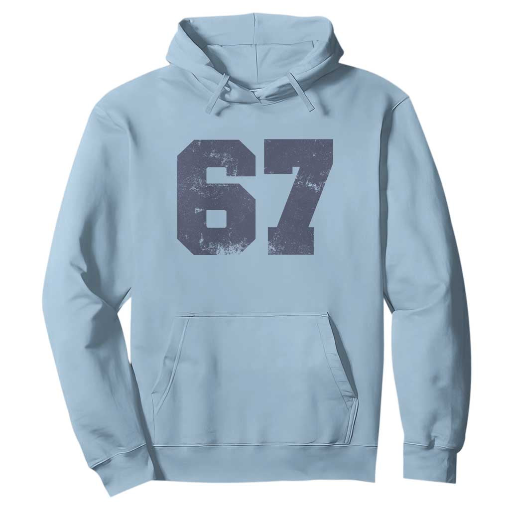 Number 67 Hoodie Numbered Uniform Sports Jersey Team 67th Birthday TS10 Light Blue Print Your Wear