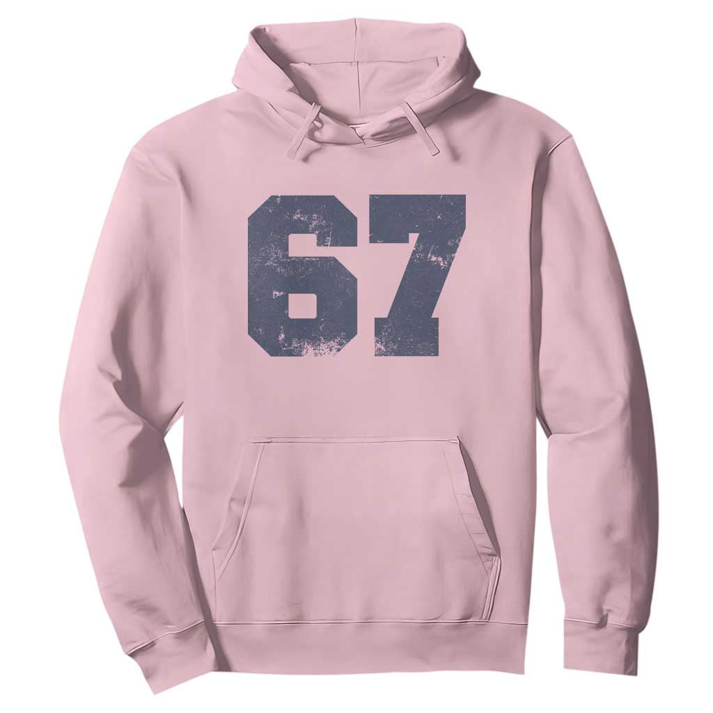 Number 67 Hoodie Numbered Uniform Sports Jersey Team 67th Birthday TS10 Light Pink Print Your Wear