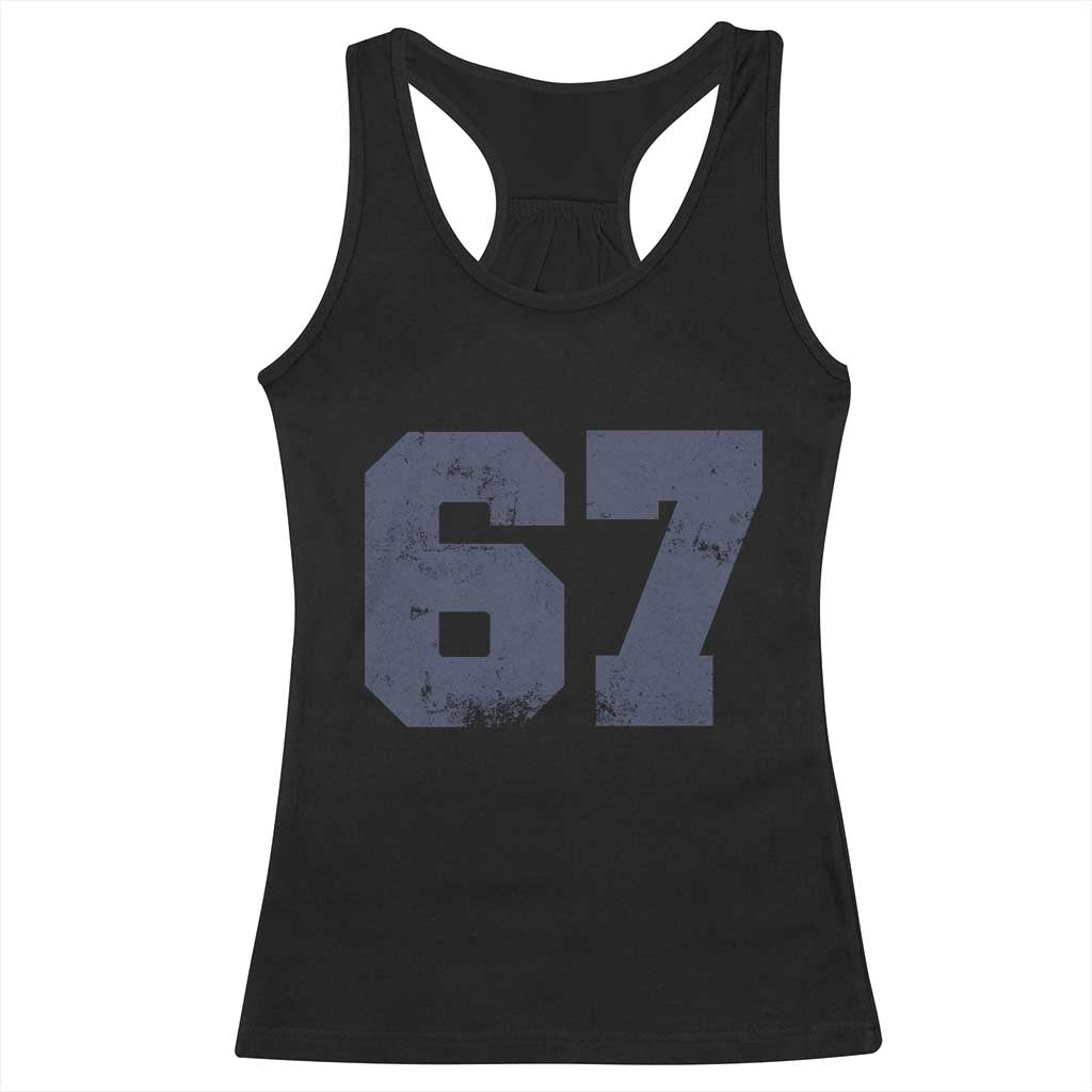 Number 67 Racerback Tank Top Numbered Uniform Sports Jersey Team 67th Birthday TS10 Black Print Your Wear
