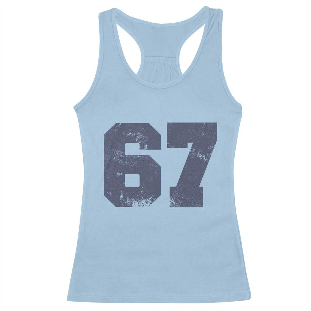 Number 67 Racerback Tank Top Numbered Uniform Sports Jersey Team 67th Birthday TS10 Light Blue Print Your Wear