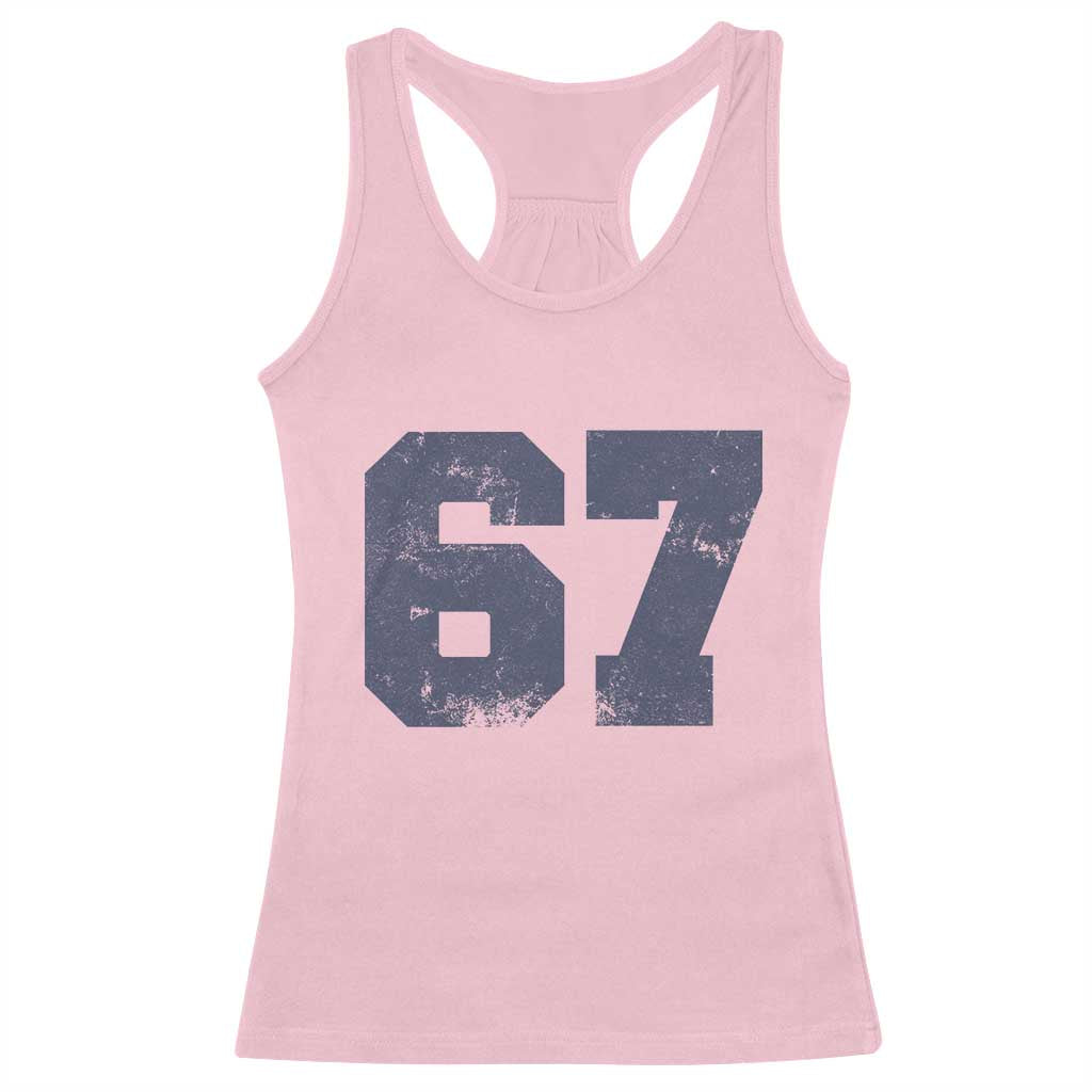 Number 67 Racerback Tank Top Numbered Uniform Sports Jersey Team 67th Birthday TS10 Light Pink Print Your Wear