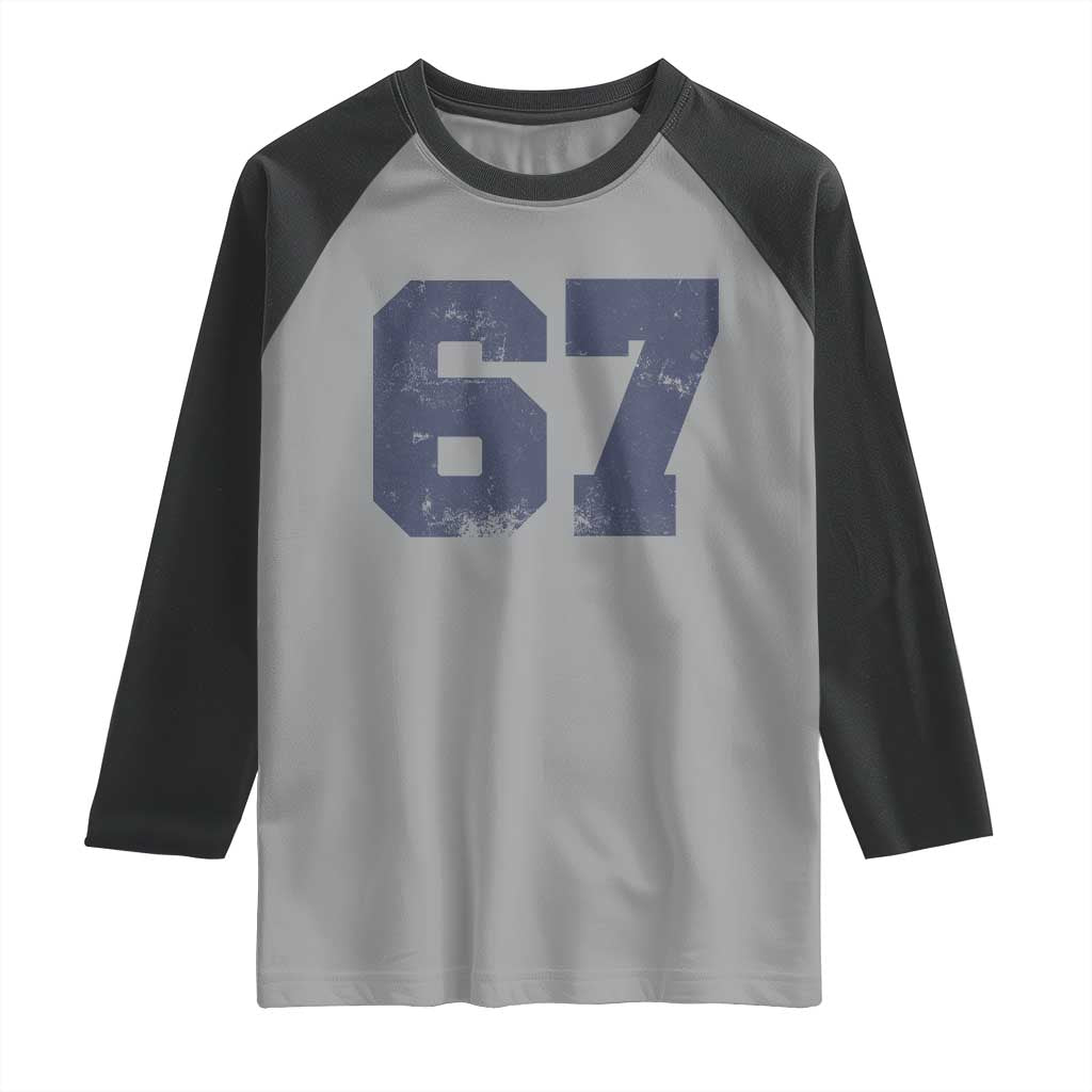 Number 67 Raglan Shirt Numbered Uniform Sports Jersey Team 67th Birthday TS10 Sport Gray Black Print Your Wear