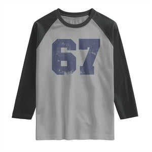 Number 67 Raglan Shirt Numbered Uniform Sports Jersey Team 67th Birthday TS10 Sport Gray Black Print Your Wear