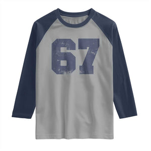 Number 67 Raglan Shirt Numbered Uniform Sports Jersey Team 67th Birthday TS10 Sport Gray Navy Print Your Wear