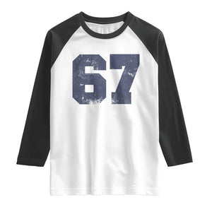 Number 67 Raglan Shirt Numbered Uniform Sports Jersey Team 67th Birthday TS10 White Black Print Your Wear