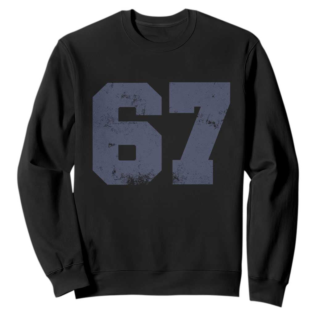 Number 67 Sweatshirt Numbered Uniform Sports Jersey Team 67th Birthday TS10 Black Print Your Wear