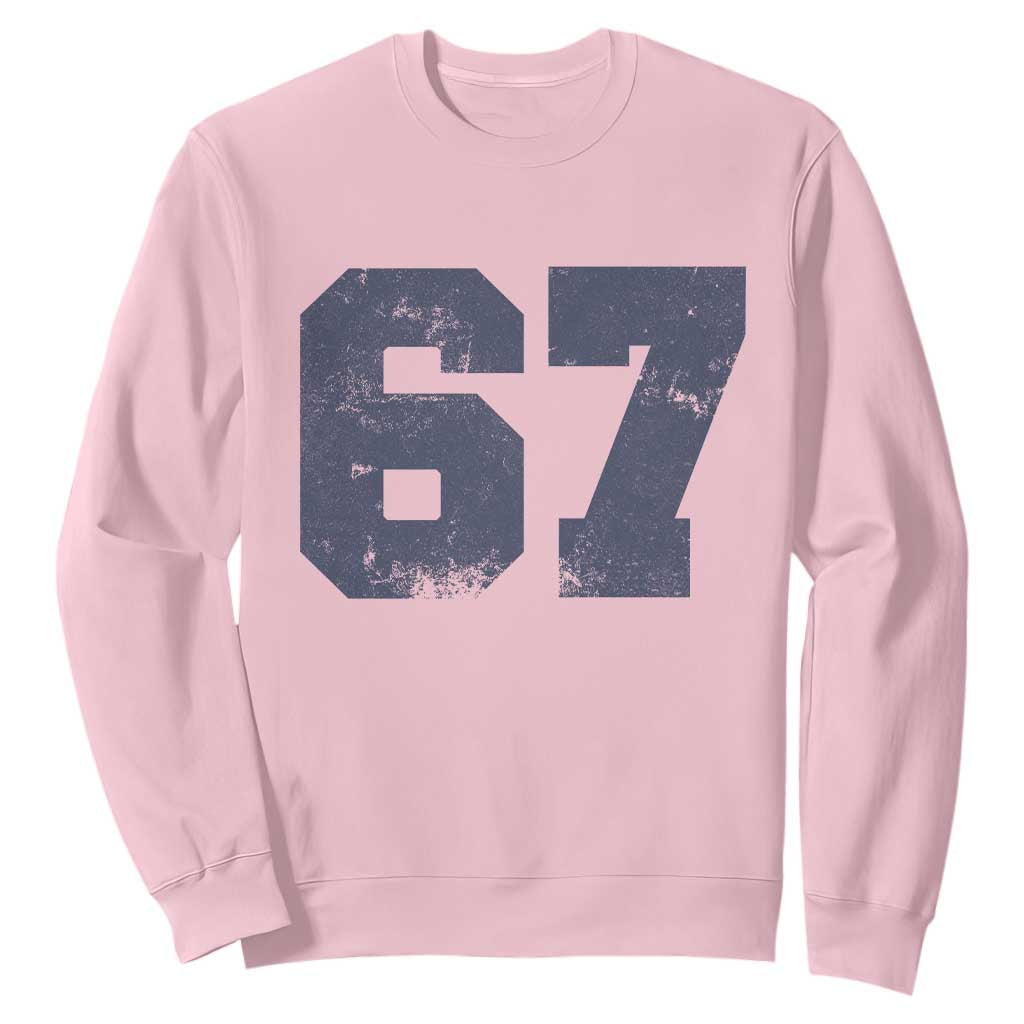Number 67 Sweatshirt Numbered Uniform Sports Jersey Team 67th Birthday TS10 Light Pink Print Your Wear
