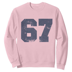 Number 67 Sweatshirt Numbered Uniform Sports Jersey Team 67th Birthday TS10 Light Pink Print Your Wear