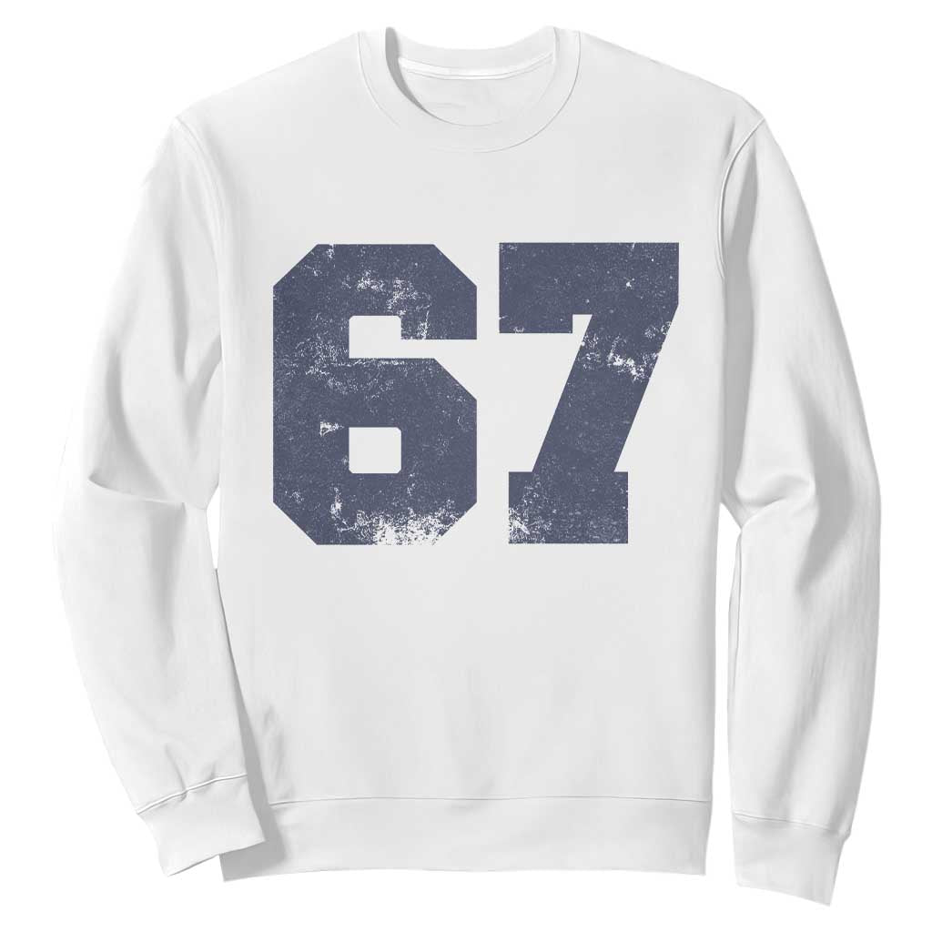 Number 67 Sweatshirt Numbered Uniform Sports Jersey Team 67th Birthday TS10 White Print Your Wear