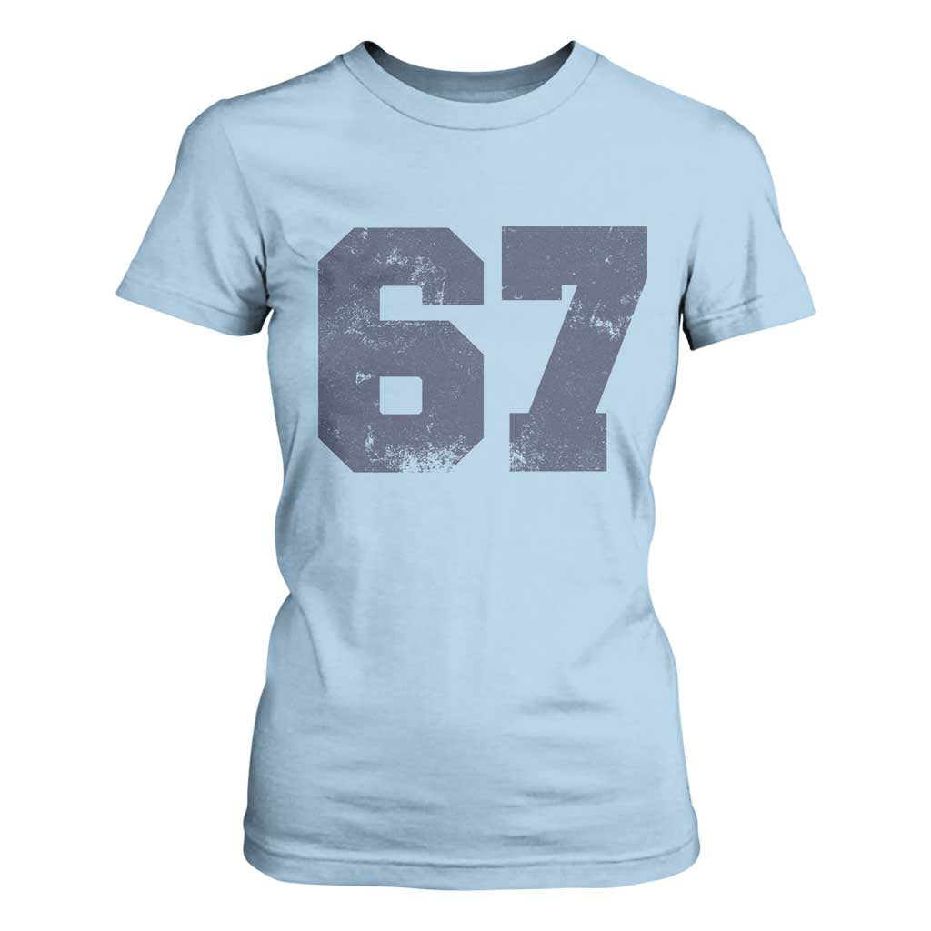 Number 67 T Shirt For Women Numbered Uniform Sports Jersey Team 67th Birthday TS10 Light Blue Print Your Wear