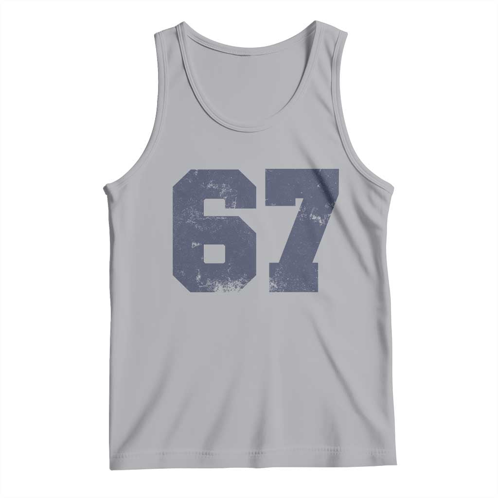 Number 67 Tank Top Numbered Uniform Sports Jersey Team 67th Birthday TS10 Athletic Heather Print Your Wear