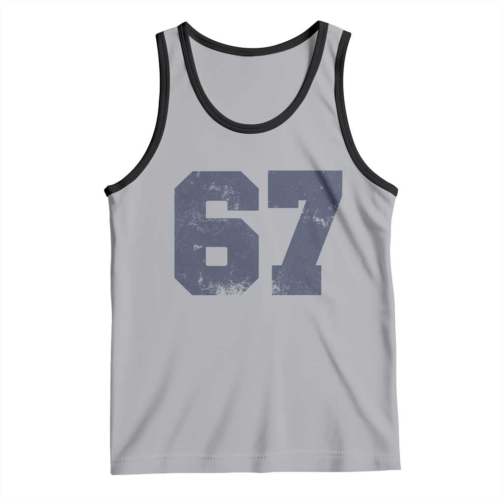 Number 67 Tank Top Numbered Uniform Sports Jersey Team 67th Birthday TS10 Athletic Heather Black Print Your Wear
