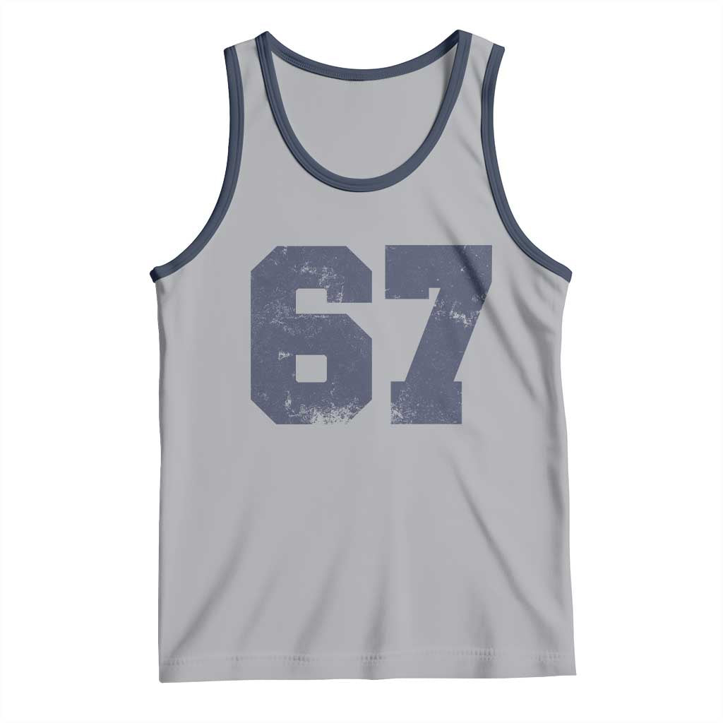 Number 67 Tank Top Numbered Uniform Sports Jersey Team 67th Birthday TS10 Athletic Heather Navy Print Your Wear