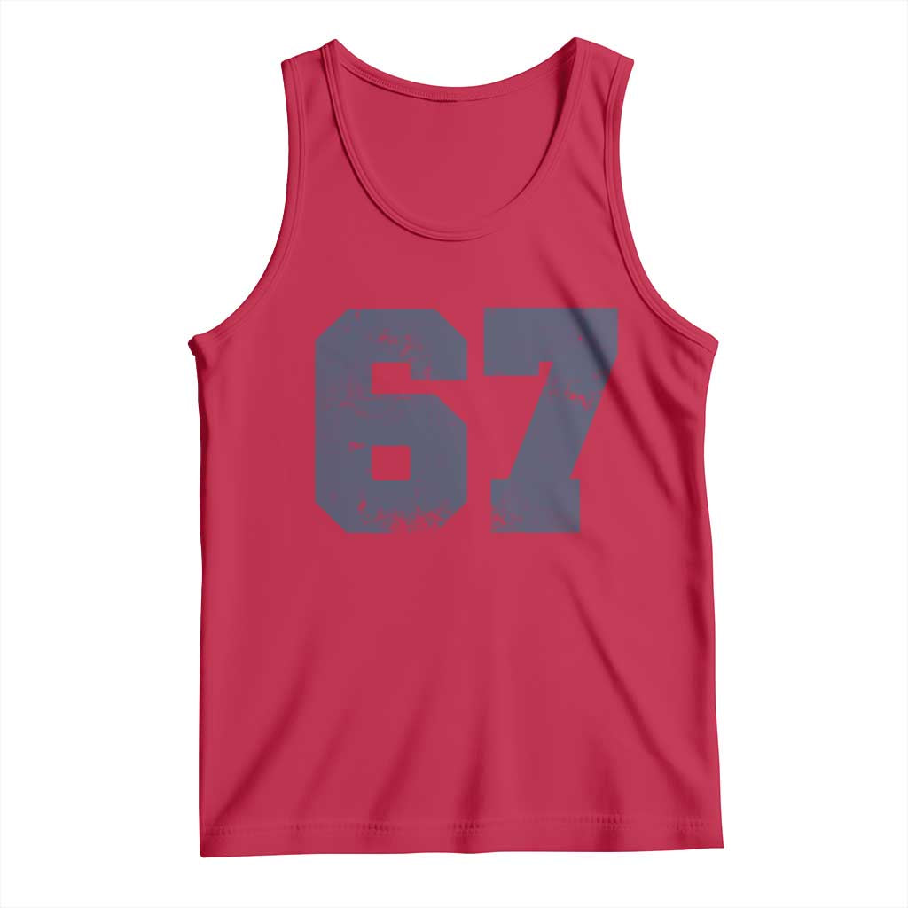Number 67 Tank Top Numbered Uniform Sports Jersey Team 67th Birthday TS10 Red Print Your Wear