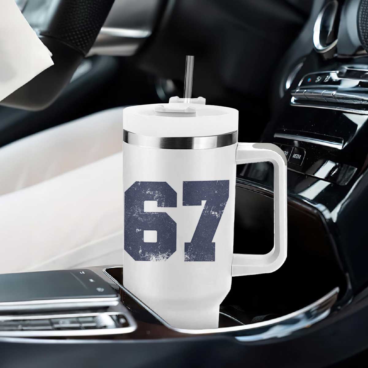 Number 67 Tumbler With Handle Numbered Uniform Sports Jersey Team 67th Birthday TS10 Print Your Wear
