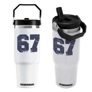 Number 67 Flip Straw Tumbler Numbered Uniform Sports Jersey Team 67th Birthday TS10 One Size: 30 oz White Print Your Wear