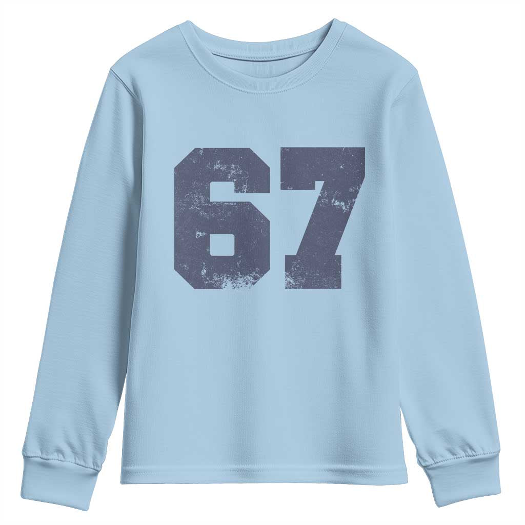 Number 67 Youth Sweatshirt Numbered Uniform Sports Jersey Team 67th Birthday TS10 Light Blue Print Your Wear