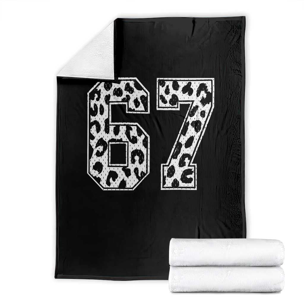 67 Jersey Number Throw Blanket Funny Six Seven Meme Y2k Leopard Number TS10 Black Print Your Wear