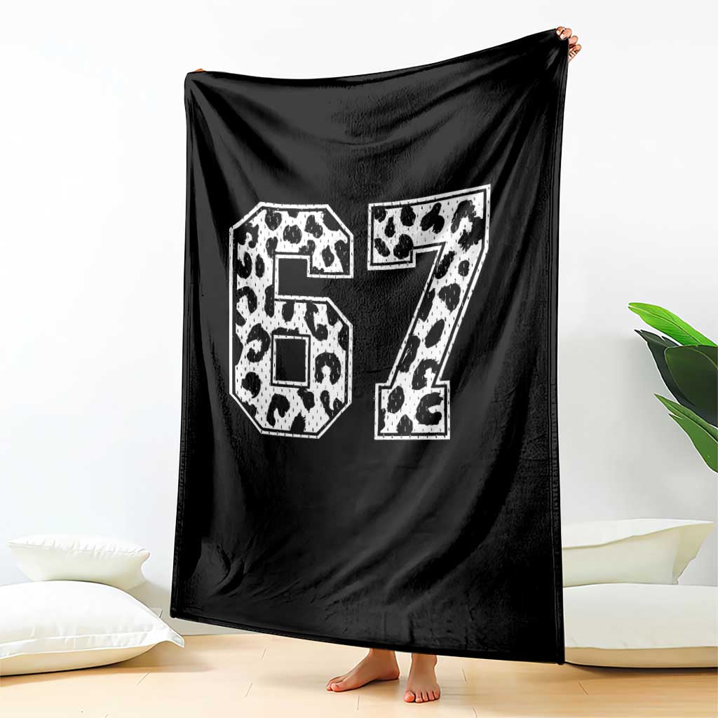 67 Jersey Number Throw Blanket Funny Six Seven Meme Y2k Leopard Number TS10 Print Your Wear