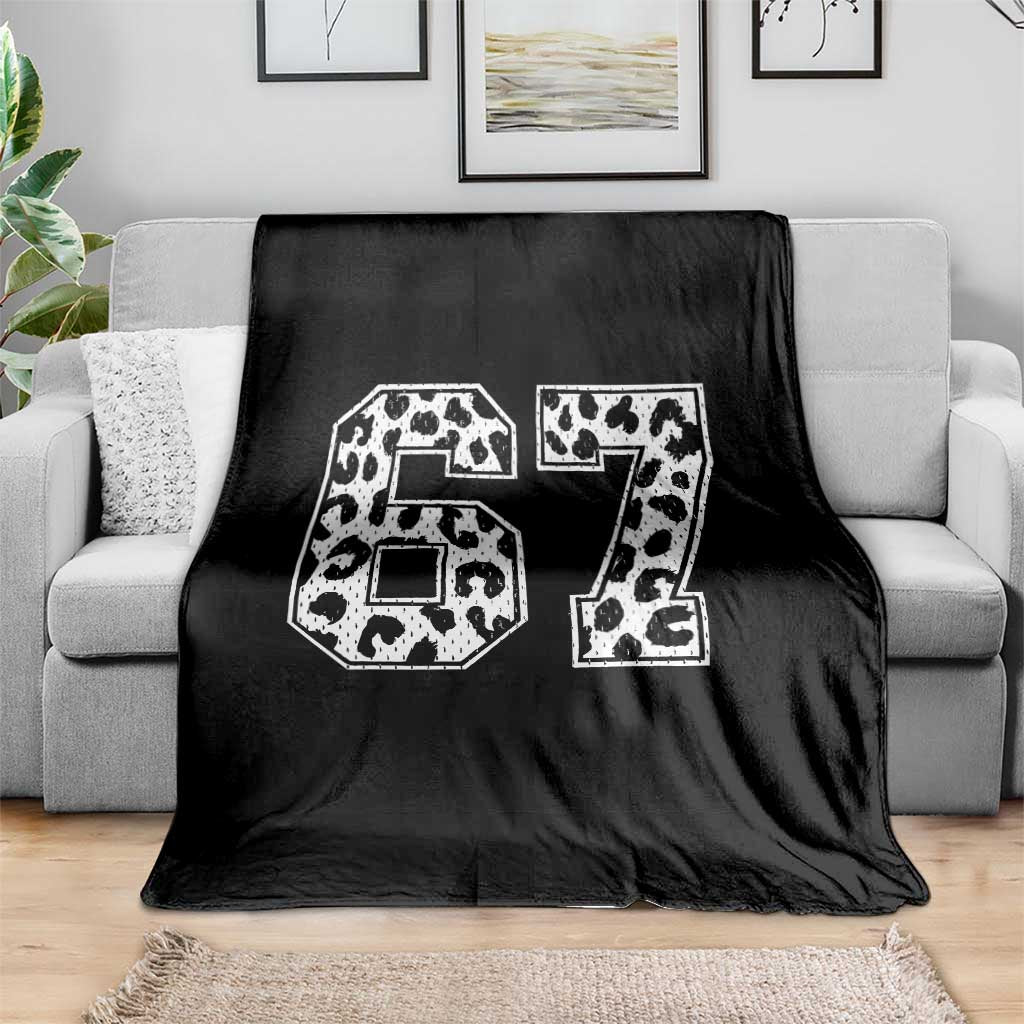 67 Jersey Number Throw Blanket Funny Six Seven Meme Y2k Leopard Number TS10 Print Your Wear