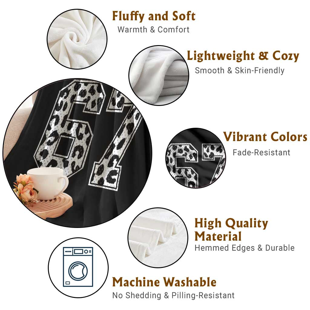 67 Jersey Number Throw Blanket Funny Six Seven Meme Y2k Leopard Number TS10 Print Your Wear