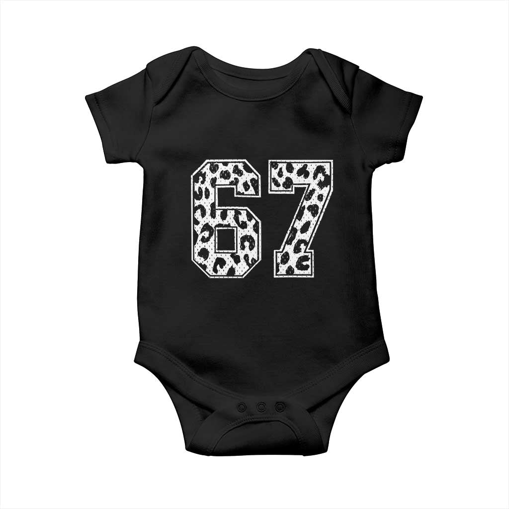 67 Jersey Number Baby Onesie Funny Six Seven Meme Y2k Leopard Number TS10 Black Print Your Wear