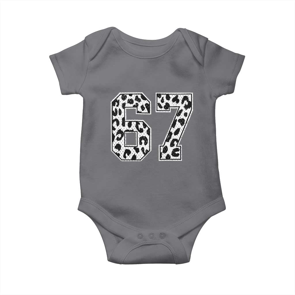 67 Jersey Number Baby Onesie Funny Six Seven Meme Y2k Leopard Number TS10 Charcoal Print Your Wear