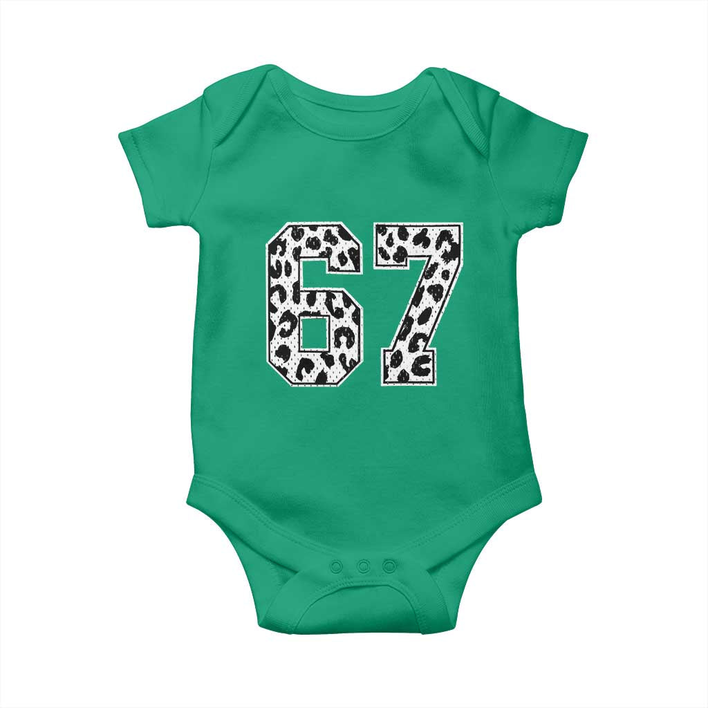 67 Jersey Number Baby Onesie Funny Six Seven Meme Y2k Leopard Number TS10 Irish Green Print Your Wear